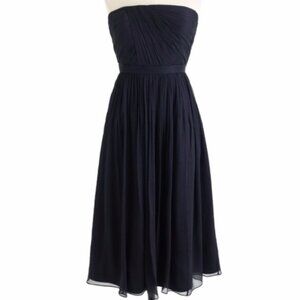 J. Crew 'Mindy' Silk Chiffon Dress in Newport Navy